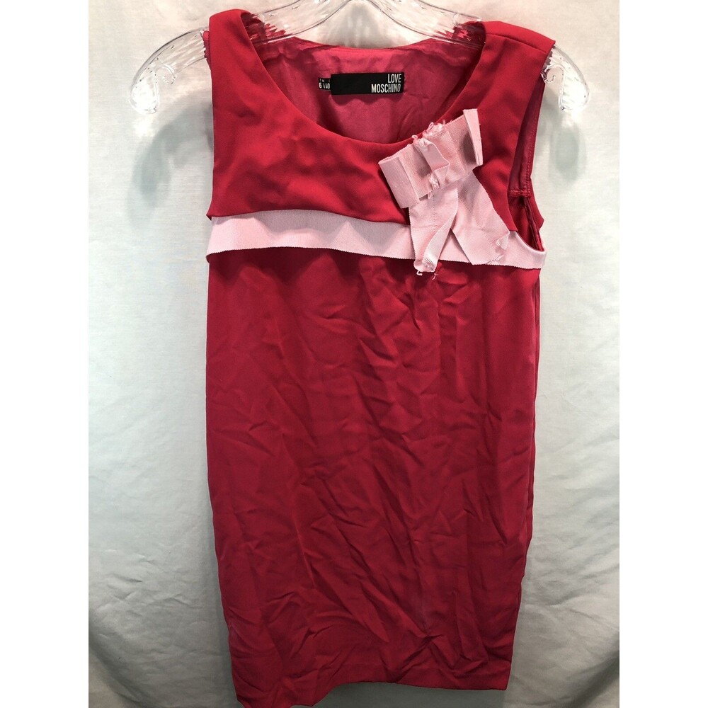 Love Moschino Pink Shift Dress Bow Side Pockets *Has Flaws* Size 4 Small KK5